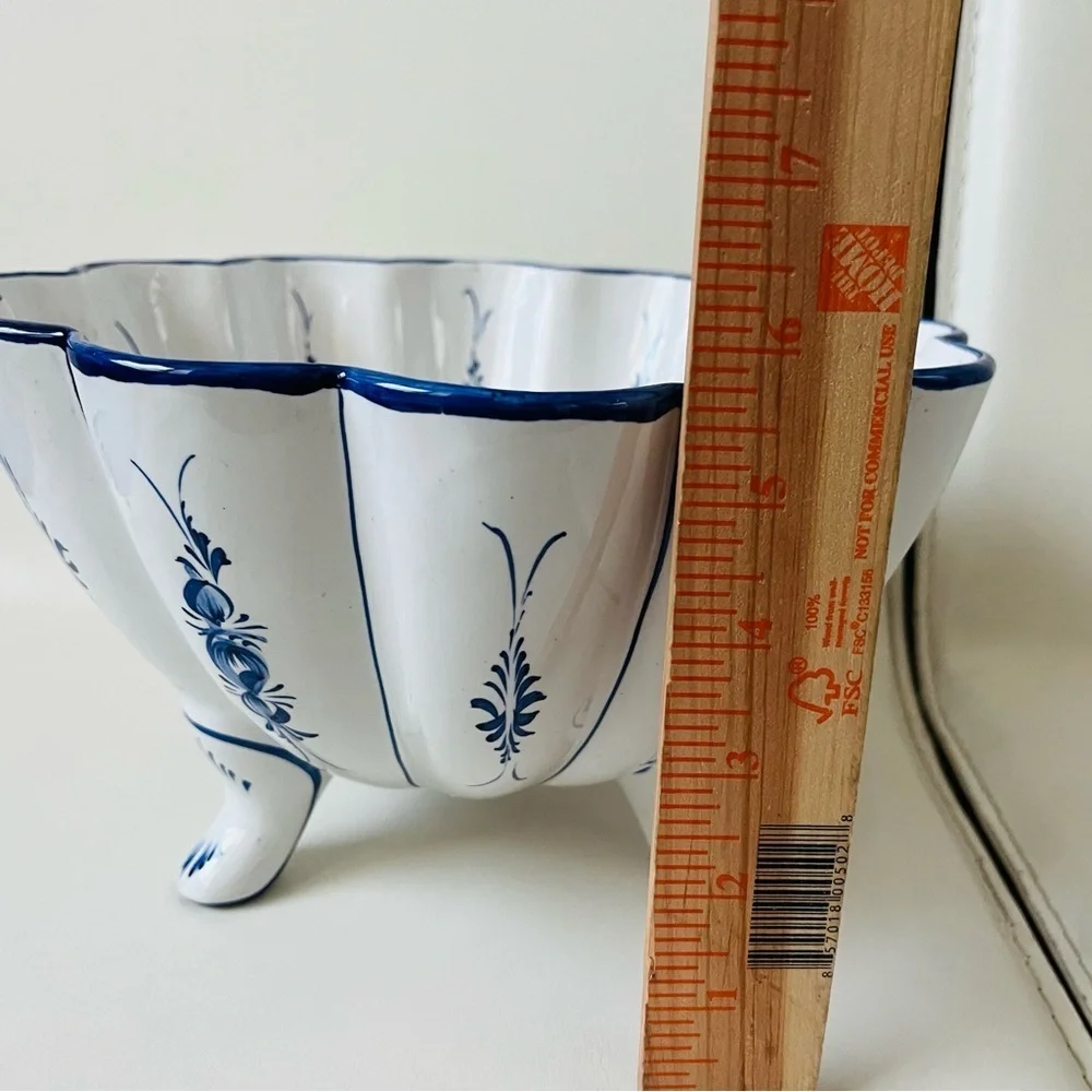 Hand Painted Footed Blue/white Ceramic Bowl Portuguese